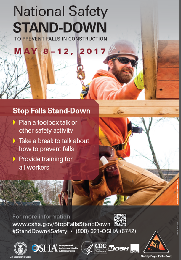 National Safety Stand-Down to Prevent Falls in Construction - May 8-12, 2017