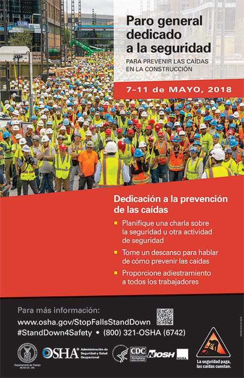 Paro general dedicado al seguridad Para Prevenir Las Caidas En Construccion - 7-11 de Mayo, 2018