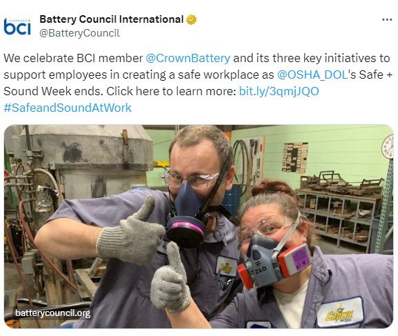Battery Council International - Tweet