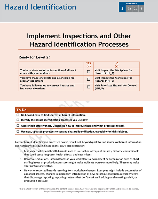 Implement inspections and other hazard identification processes