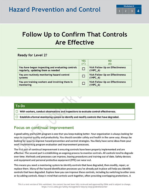 Follow up to confirm that controls are effective