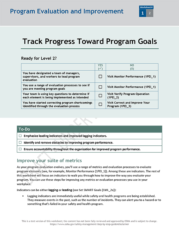 Track progress toward program goals