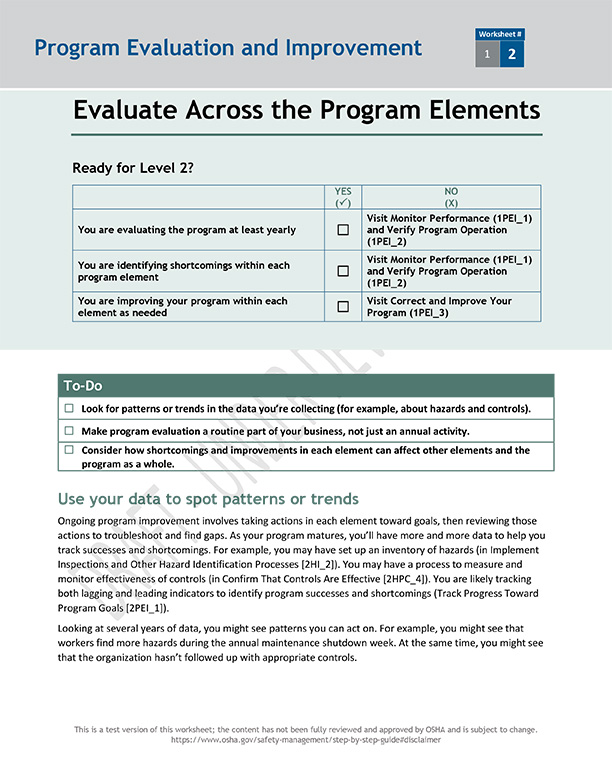 Evaluate across the program elements