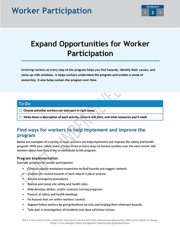 Expand opportunities for worker participation