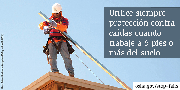 Utilice siempre protección contra caídas cuando trabaje a 6 pies o más del suelo.