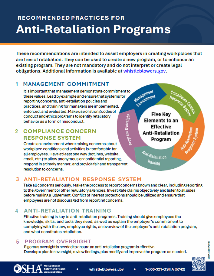 Recommended Practices for Anti-Retaliation Programs - Fact Sheet