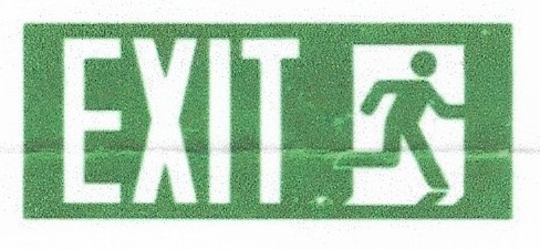 Picture 1 - proposed type 1 sign containing the text “EXIT” with the ISO 7010 moving person symbol - meets requirements in NFPA 170