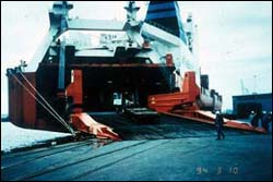 Figure 3. Powered industrial truck engaged in roll-on roll-off (Ro-Ro) operations and subject to 29 CFR 1915.12.