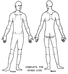 Illustration of front and back of worker to be shaded