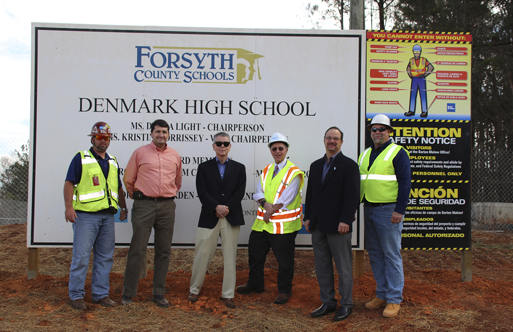 (left to right) Jordan Carlin, Safety Director Barton Malow Company; Dan Ortiz, GA Tech Program Manager; Bill Fulcher, Area Director, Atlanta East Area Office, OSHA; Chris Torchia, Project Director, Barton Malow Company; and Dean Slate, General Superintendent, Barton Malow Company