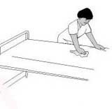 Working in an awkward position while performing cleaning task