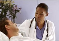 Image of a doctor and patient talking
