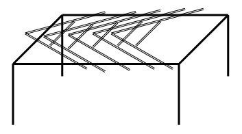 Trusses stacked so that one truss's peak is supported by another truss's cross brace