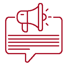 A bullhorn over a text balloon