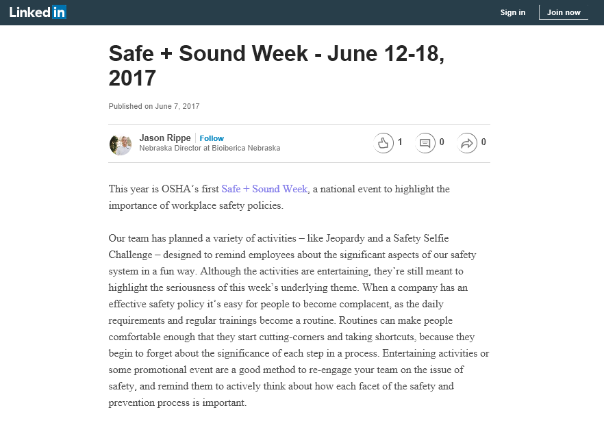 Bioiberica Nebraska - LinkedIn post