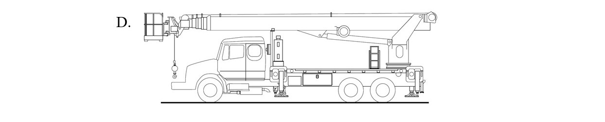 Picture D. Equipment configured and used to hoist, lower, and horizontally: move a suspended load or personnel in a boom-mounted personnel platform.