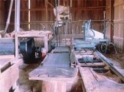 End view of bolter saw and takeaway conveyor.