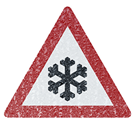snowflake caution sign