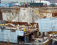 Figure 4: Permanent, properly guarded stairways to dry dock floor.