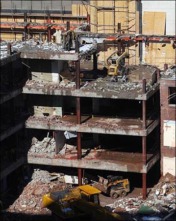 large building being demolished