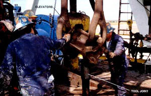 Figure 5. Elevators latched onto the pipe