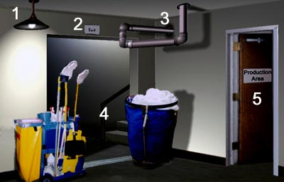 Exit, production area