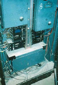 Wood dust collecting in electrical cabinets.