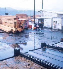 Log deck with end stops