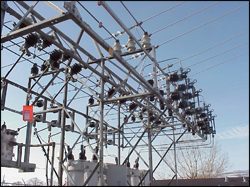 Tag visible as crew works on deenergized system