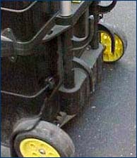 Figure 3. Uneven, thinning wheels on a hand truck.