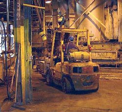 Fig. 1. Forklift transporting materials