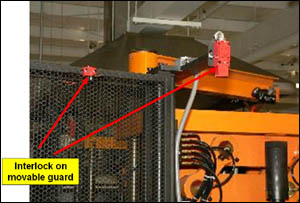 Figure 12. Interlocked guard is open preventing movement of machinery.