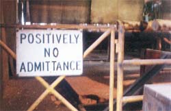 Secured entrance to log carriage travel area #2