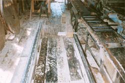 Log carriage on head rig without carriage travel stop barrier. #2