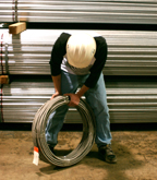 Employee bent over lifting