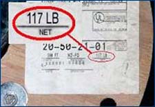 Figure 1. A spool holding 117 pounds of wire.