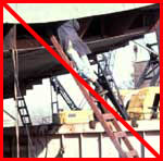 Figure 4: Improper practice - Ladder positioned at unsafe angle