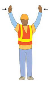 Distance left to back - arms held over head, width between hands indicates distance