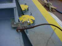 Figure 5: Barge grounding clamp and cable.
