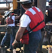 Figure 2: Working on barge with PFDs