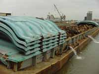 Figure 4: Barge covers stacked on barge.