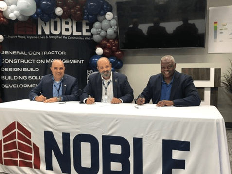 Left to right: Juan Delgado, Vice President, Noble Texas Builders; Rene Capistran, President/CEO, Noble Texas Builders; and Roosevelt Shavers, Area Director, OSHA Corpus Christi