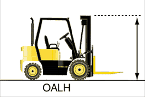 Figure 2. Forklift with overall lowered height illustrated.