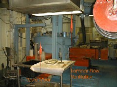 Paste mixer with supplied air island above testing station