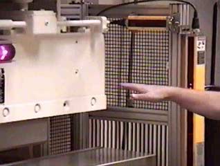 Presence sensing field interrupted on the downstroke