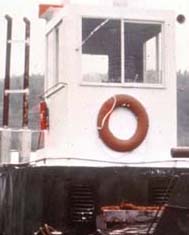 Life ring on pond boat