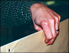 Figure 4. Example of pinching grip. Notice pressure on thumb and index finger.
