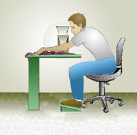 Fig. 11 Awkward posture causing ergonomic stress to arms, shoulders, and back.