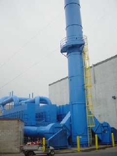Baghouse and stack for plant vacuum and dust collection system