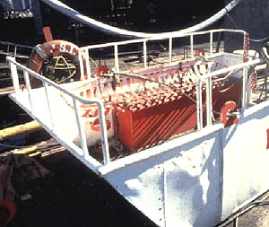Figure 1: Life boat with stokes basket and life ring buoy
